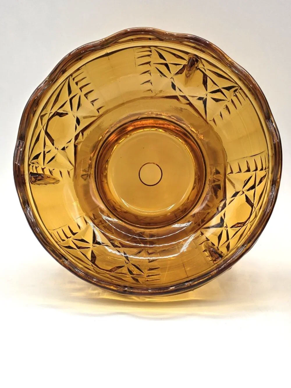 Amber Fairy Lamp Indiana Glass Stars & Bars Vintage 2 Piece Candle Holder 6.5”